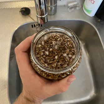 Showing filled up grain jar